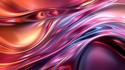 Metallic rainbow gradient waves abstract background. Iridescent chrome wavy surface. Liquid surface, ripples, reflections. 3d render illustration,Holographic abstract background with glossy surface
