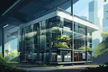 Beautiful Architecture coherent and Balanced with Nature,AI generative.