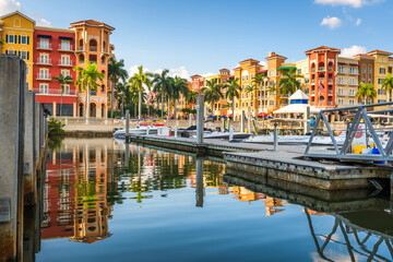 Naples, Florida, USA Town Skyline on the Water