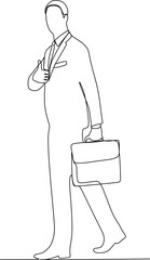 continuous line of a young male office worker