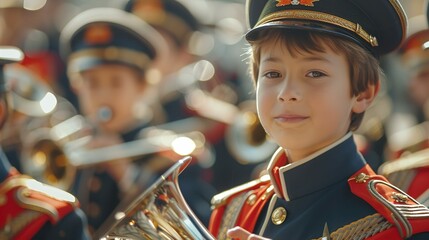 Children marching band in uniform