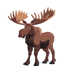 Moose waving flat vector isolated on white.