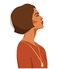 Woman profile with close eyes, female face vector illustration. People
