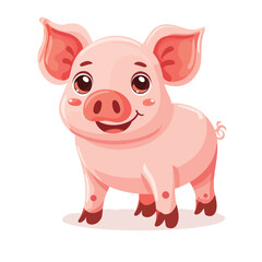 Obraz na płótnie Canvas Pig flat cartoon farm logo design. Cute pig cartoon.