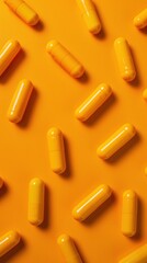 pattern healthcare concept with uniform yellow capsules on orange