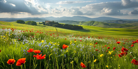 Wildflowers Dance in Fall River Pass field with poppies