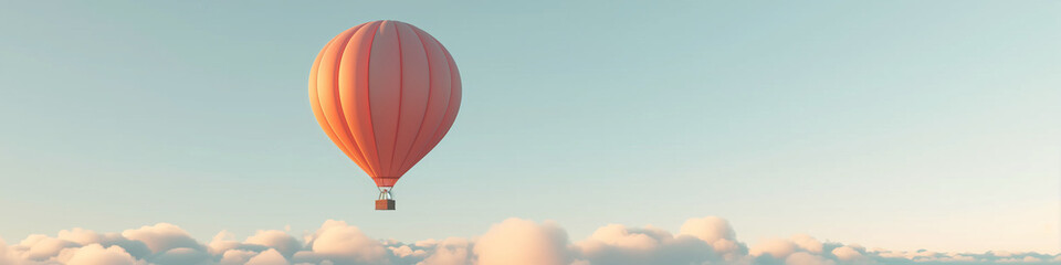 serene dawn balloon flight in pastel sky, freedom and peace