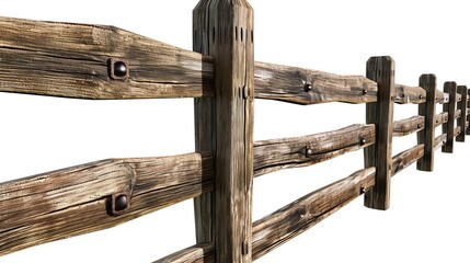 Obraz premium old wooden fence isolated on white background
