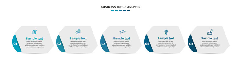 Business infographic template with 5 options or steps. Can be used for workflow layout, diagram, annual report, web design	