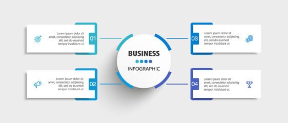 Infographic business design vector template with 4 options, steps or processes. Can be used for presentations banner, workflow layout, process diagram, flow chart, info graph