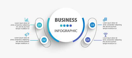 Infographic business design vector template with 4 options, steps or processes. Can be used for presentations banner, workflow layout, process diagram, flow chart, info graph