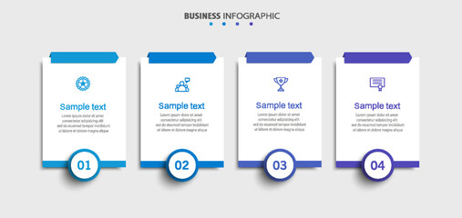 Infographic business design vector template with 4 options, steps or processes. Can be used for presentations banner, workflow layout, process diagram, flow chart, info graph