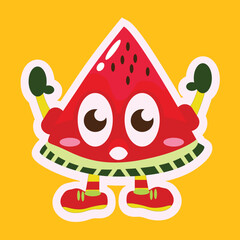 watermelon mascot sticker vector ilustrasi