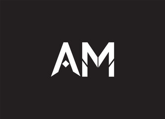 AM Logo. Letter Design Vector with Red and Black Colors.