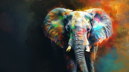 Animal portrait of an elephant as a colorful - obrazy, fototapety, plakaty
