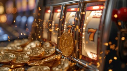 Fototapeta na wymiar casino slot machine closeup with winnings