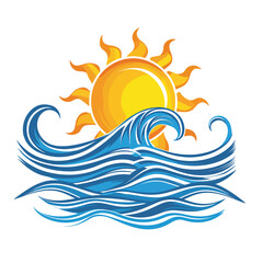 Fototapeta na wymiar Sun and waves icon logo vector symbol isolated.