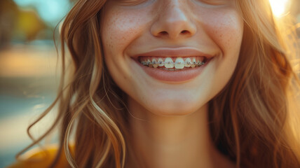 Close-up of braces.