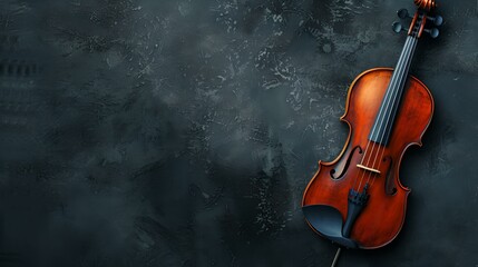 Fototapeta na wymiar Elegant violin on a dark, textured background evoking emotions and solitude. perfect for music themes and artistic expression. AI