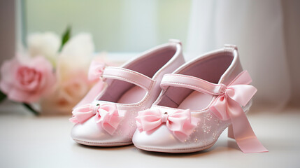 Pink baby girl shoes.