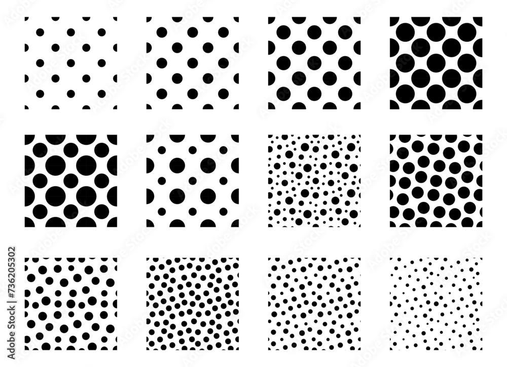 Poster Dot vector pattern set, polka dot background abstract