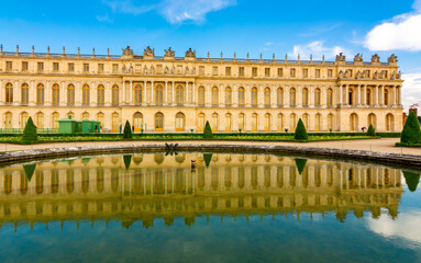 Versailles palace and gardens in spring outside Paris, France