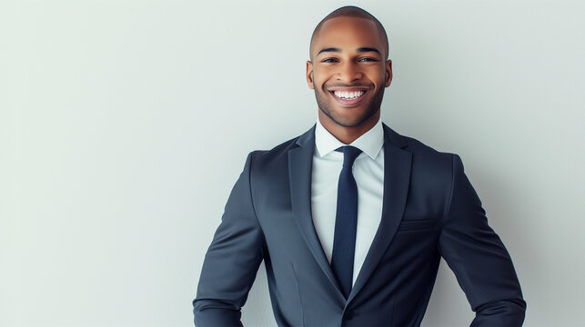 Portrait of a Confident African American Businessman in a Suit Exuding Success and Professionalism,