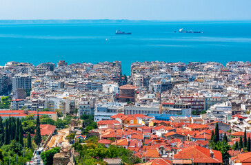 Fototapeta na wymiar Cityscape of Thessaloniki town in Greece