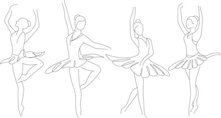 set of girl ballet dancing with line art style. Happy women's day © The Little Foot