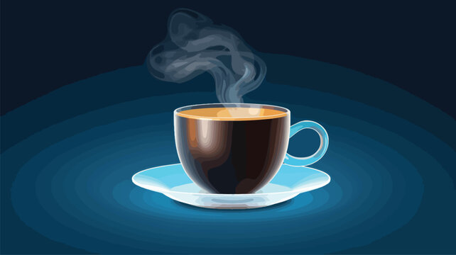 Glass coffee cup with smoke. 3D vector icon. Cartoon

