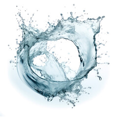 Splashing water in a circle, clean isolated on transparent png.
