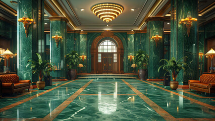 Fototapeta na wymiar luxury art deco hotel lobby interior design