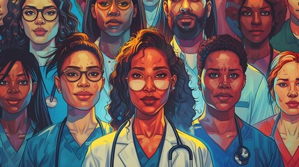 diverse healthcare workers, such as doctors, nurses, and medical staff. world health day, healthcare, medical sector