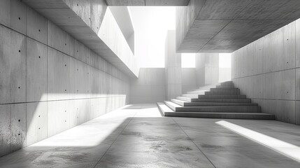 Abstract modern architecture behind a vacant, unoccupied interior, Generative AI.
