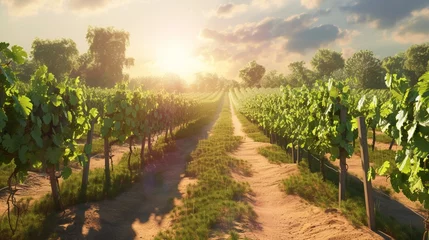 Deurstickers vineyard in the morning © GraphicXpert11