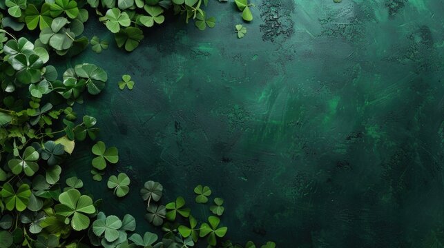 Clover Shamrock on green background, Saint Patrick's Day