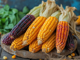 Heads of raw corn