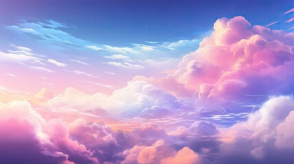 banner with fluffy colorful clouds