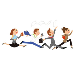 仕事で忙しく走る会社員のイメージ