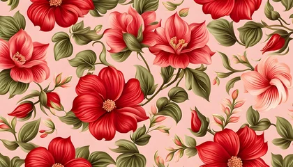 Gordijnen Flowers Pattern Background © MondSTUDIO