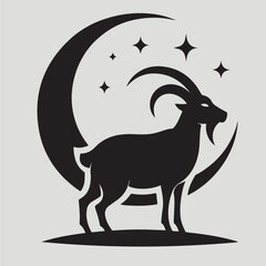 black and white goat Silhouette icon