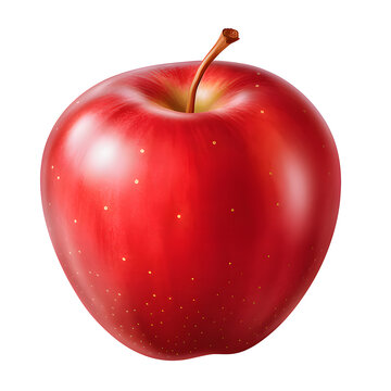 Red apple isolated on transparent background. Fresh raw organic fruit.