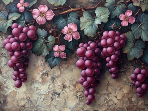 bunches of pink grapes close up