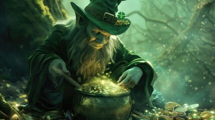 Leprechauns and Folklore themed with gold pot, Saint Patrick's Day