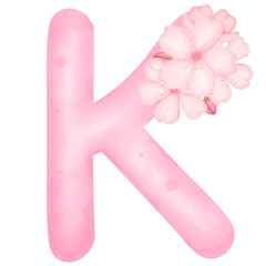 Pink flower alphabet k