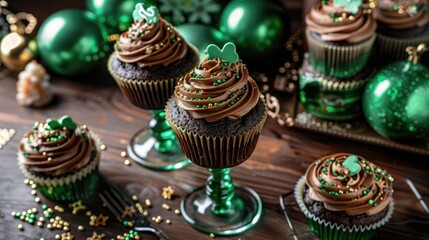Chocolate Stout Cupcakes For Saint Patrick's Day - obrazy, fototapety, plakaty