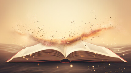 Open book. Web banner with copy space.