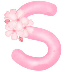 Pink flower alphabet s