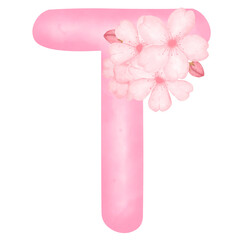 Pink flower alphabet t