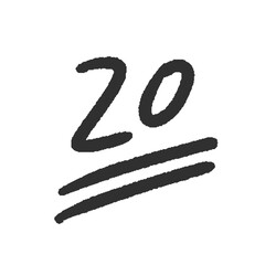 ラフな手書きの黒い数字の20とシンプルな装飾 - 20点のテストの点数や番号のデザイン素材
